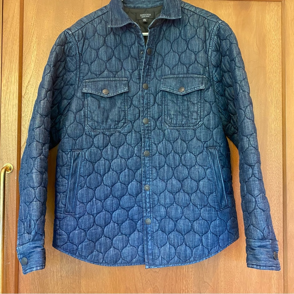 Nordstrom Mens Quilted Denim snap front Shirt Jacket